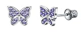 Surgical Steel Hypoallergenic Stud Earrings Multicolored Butterfly Earrings for Girls with Secure Sa