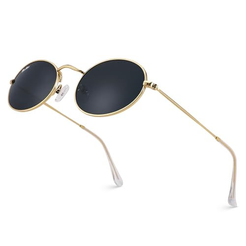 Pro Acme Retro Oval Sunglasses Glass Lens, Small Metal Frame Trendy 90s Sun Glasses for Women Men3