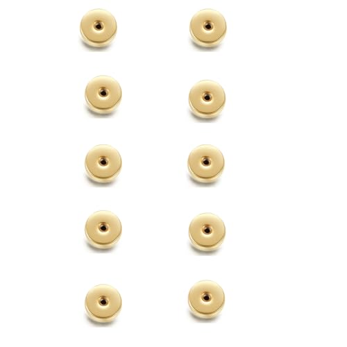 Hypoallergenic Screw Backs Replacement for Flat Back Stud Earrings Easy to Screw On Stainless Steel Flat Backs 5mm 0.8mm Hole 10PCS 18K Gold Color