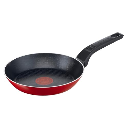 TEFAL Frypan 20 cm | Easy Clean | Aluminium | Non Stick Coating | Thermo Signal Heat Indicator | Diffusion Base | Healthy Safe Cookware | Made in France | Red | 2 Years Warranty | B5720253