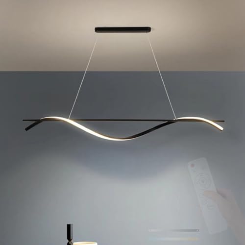 Lustre moderne linéaire noir LED idéal pour illuminer une table de salle à manger