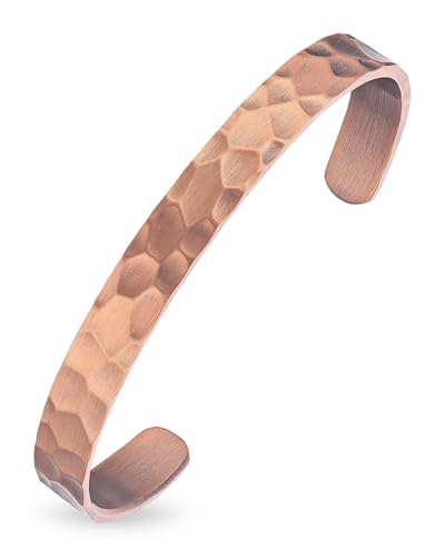 MagEnergy Copper Bracelet for Men Women, 100% Solid Copper Bracelets, Pure, Raw Handmade Hammered Copper Cuff Bangles Bracelet
