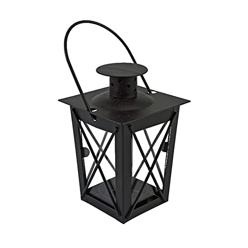 PETSTIBLE Farol Laterne aus Metall, 20 cm, Gartenlaterne, dekorative Laterne, stabiles Licht für Hochzeit, Heimdekoration, Schwarz Cover