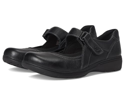 MARIEページ Clarks レディース Carleigh Madi Mary Jane フラット, ブラックレザー