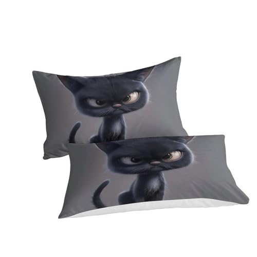 Housse de couette 140x200 imprimé chat 3D avec fermeture éclair ado - 3