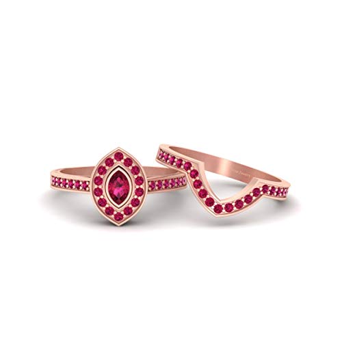 Bague marquise argent 925 rubis rose DFJ à porter en soirée