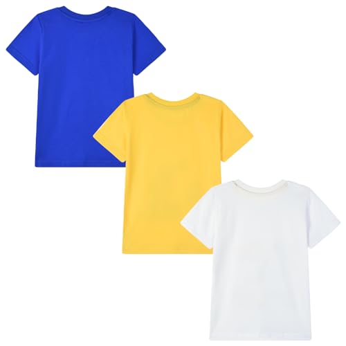 Image of HILEELANG Toddler Boy Short Sleeve Tee Shirts Summer Cotton Casual Graphic Crewneck Tshirt Packs