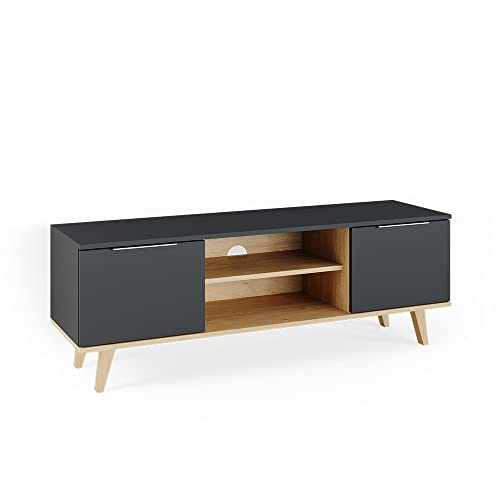 Vicco Lowboard Nautica, Anthracite, 138 x 49 cm, for placement of TV devices and media accessories