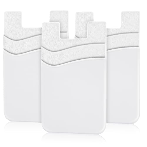 Image of SHANSHUI Phone Wallet, Strong Adhesive Silicone Wallet Sleeve Pocket ID Credit Card Holder Stick on Fit for iPhone & All Smartphones White