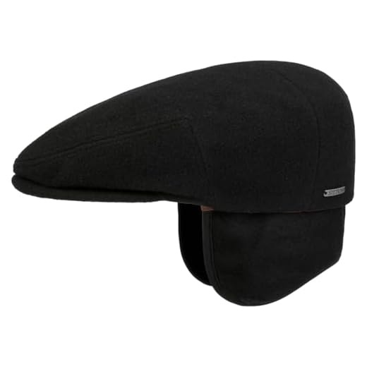 Stetson Kent Wool flatcap öronlappar herr – Made in EU – skjutmössa med öronlappar – platt keps med kashmir – öronmössa höst/vinter – toppmössa