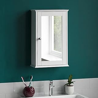 Bath Vida Priano Bathroom Cabinet Single Mirrored Door Wall Mounted, White