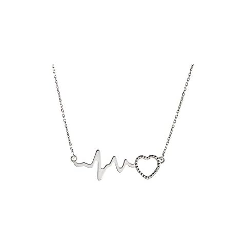 AKA Jewellery - Sterling Silver Heartbeat Necklace Heart Pendant, Gift for Women and Girls Cover