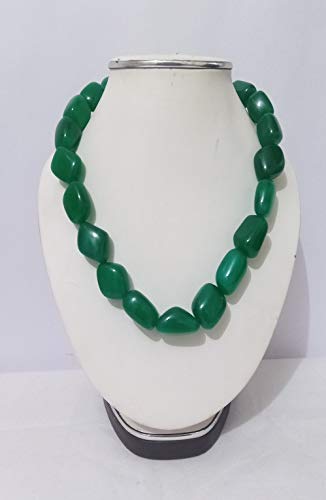Buy Manbhar Gems Natural Green Onyx Beads Tumble Single Layer Necklace For Girl And Women Jewellery At Amazon In
