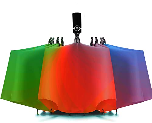 Siepasa Umbrella Windproof, Travel Umbrella, Compact Folding Reverse Umbrella,-One Button For Auto Open And Close (Rainbow Colors) #TOP3