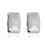 COARVXA 925 Sterling Silver Chunky Gold Rectangle Stud Earrings for Women| Dainty Thick Stud Earrings | Geometric Square Earrings | Minimalist Geometric Earrings Gifts Jewelry for Women