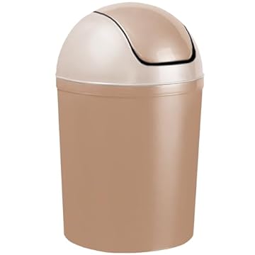 Home Centre Compact Plastic Swing Top Waste Bin 5 Litre Cappuccino House Office Bathroom Lobby Dustbin Convenient Flap Top Cylindrical Shape Hygienic Waste Disposal Versatile Daily Usage