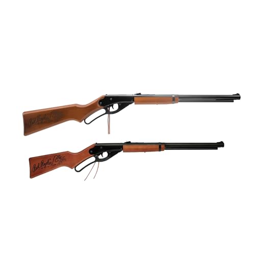 Daisy Model 1938 Red Ryder Lever Action BB Air Rifle with Wood Stock and Forearm - 650 Shot Capacity 350 FPS Adjustable Sights.