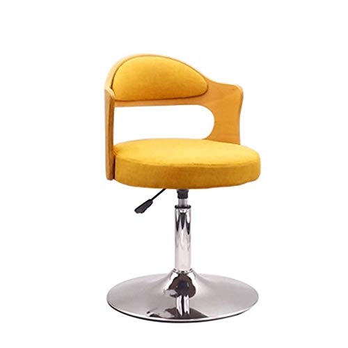 Yuanyuanliu European Original Wood Back Linen Bar Stool Home Bar Chair Lift Chair Rotating Front Desk Chair (Color : Yellow, Size : 60-80cm)