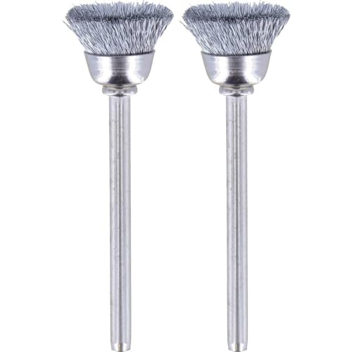 Dremel 442 Carbon Steel Brush Accessory Set, 2 Brushes (13 mm) for Cleaning and Removing Rust of Metal Materials