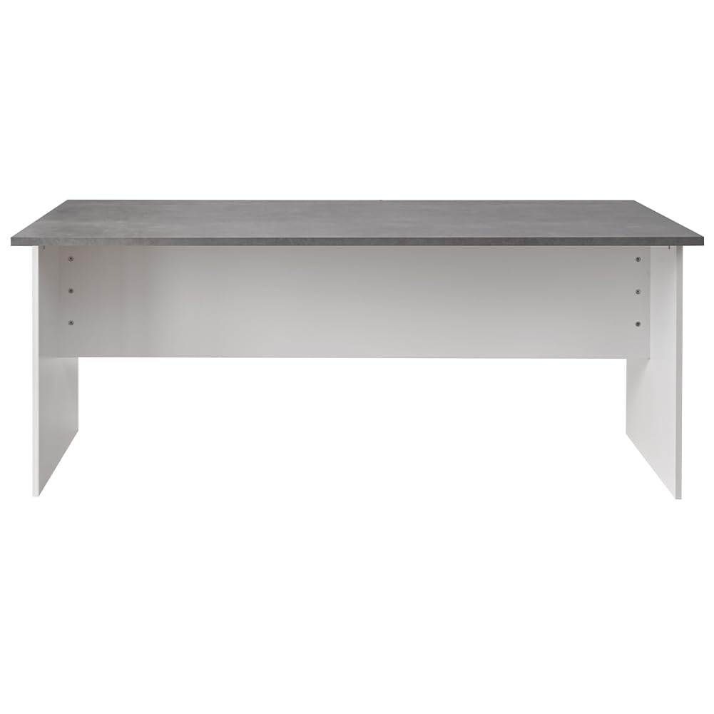 Shally Dogan Scrivania da Ufficio in Legno per Computer, Tavolo Desk Porta PC per Studio, Lavoro, Cameretta, Home Office Stile Moderno, Resistente agli Urti, 160x80x74cm (Cemento e Bianco)