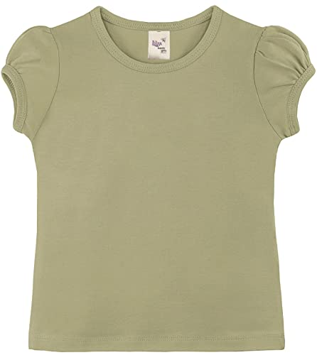 Image of Lilax Girls Short Puff Sleeve Cotton T-Shirt, Toddler & Little Girls Top | 95% Cotton Puff Sleeve Tee; Crewneck, Short Sleeve; Toddler & Girls Sizes 2T-12; for School, Play & Everyday; Machine Wash