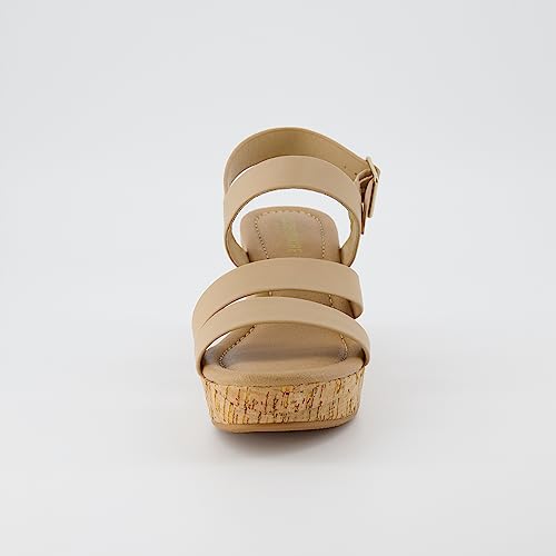 CUSHIONAIRE Women's Russ cork wedge sandal +Memory Foam, Wide Widths Available3