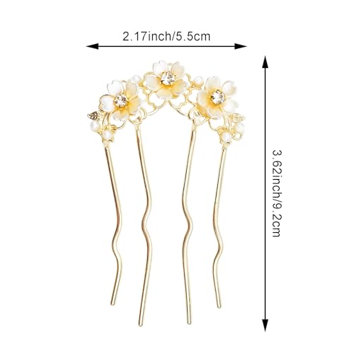 2 piezas pinzas de cabello con perlas y flores miniatura 2