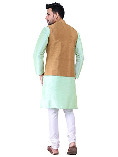 Image of Sadree Silk Men's Kurta Pajama Waistcoat or Nehru Jacket Set