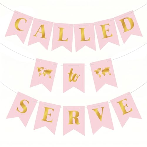 Called to Serve Banner Pink - Back to School Decorations Map LDS Missionary Gifts Idea Called to Serve Religious Banner Backdrop Christian Mission Farewell Garland Travel Themed Party Supplies