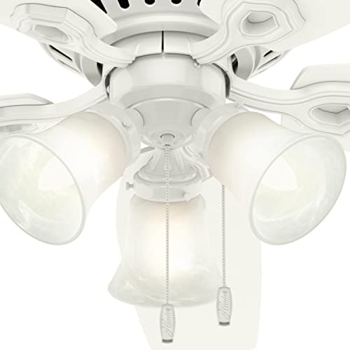 Hunter 52 inch Indoor Ceiling Fan with LED Lights - White Ceiling Fan with Pull Chain, For Bedroom, Living Room, or Kitchen, Low Profile Mount, No Remote, 5 Blades - Builder 53326, Snow White thumbnail 6