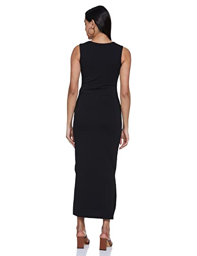 Image of Amazon Brand - Symbol Women's Crepe Bodycon One Piece Maxi Length Dress (with Color Block)