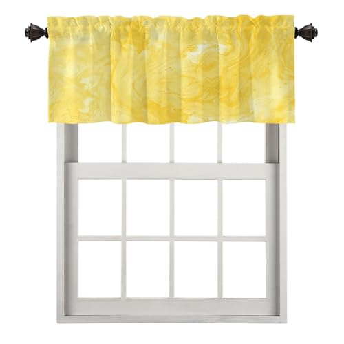 BaoNews Cortina abstracta de mármol amarillo para cocina, media ventana, decoración de agua, decoración opaca pequeña, cenefas de ventana, cortinas para cocina, dormitorio, 150 x 45,7 cm