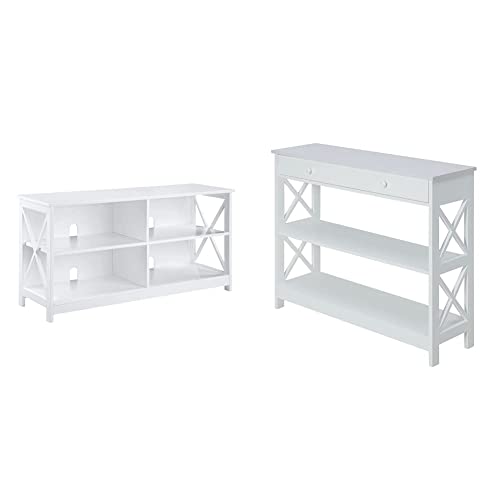 Convenience Concepts Oxford Tv Stand, White & Oxford 1 Drawer Console Table With Shelves, White #TOP4