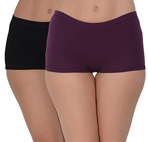 Image of EVA & JOY Women's Cotton Solid Mid-Rise Boyshort Panty