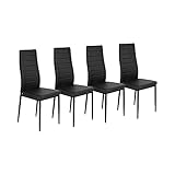 HOMEMAKE FURNITURE Dining Chair Comfortable High Back Simple Design No Armrests Suitable for Family Dining Table,Meeting Room,Bedroom,Living Room 4 Pcs Black(Not Included Table)