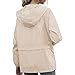 PESION Women's Windbreaker & Waterproof Hooded Rain Jacket Lightweight Outdoor Fashionable Khaki Jacket Zip Coat Outerwear Raincoat with Pockets for Mountaineering Hiking Fish Travel, Small