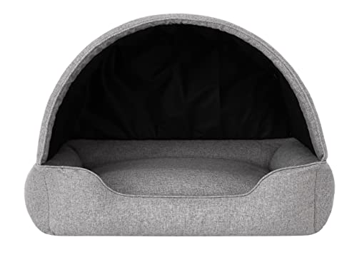 PillowPrim Hundebett, Stoffhundehaus, Katzenhöhle, Hundehütte, Hundekorb, Hundeliege, Schlafplätze, Möbel für Tiere, Hundesofa, Grau, XL: 82x58 cm