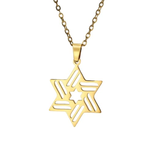 Collier étoile de David avec pendentif hexagramme et gravure de la Bible pour hommes et femmes
