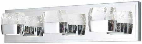 Volt 6 Light Contemporary Bath Vanity-Polished Chrome Finish-Etched Bubble Glass Color