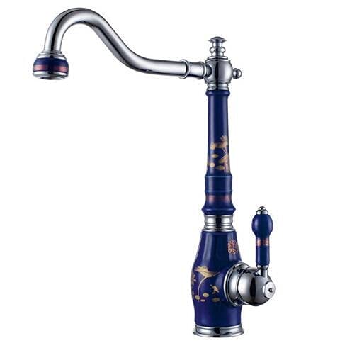 Robinet cuisine laiton anti-éclaboussures avec mitigeur pivotant chrome et porcelaine