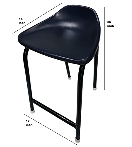 Image of Goyal steel & furniture Iron Stool with Plastic top for Schools /Lab /Centres /Home /Doctor /Medical /Salon /Warehouse /Garage /Stool for Bathroom /Multipurpose Stool Heavy Duty (Blue, with Small Shell)