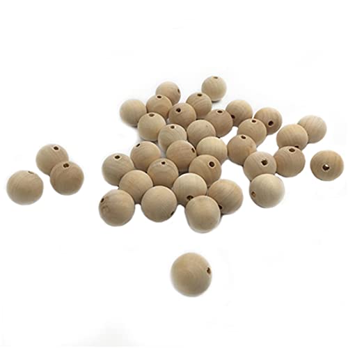 Wendysun 30pcs Baby Teether Toys 0.63inch(16mm) Wooden Natural Round Beads Nursing Chewing Wooden Teether for Baby Teether Necklaces/Bracelets (30pcs)