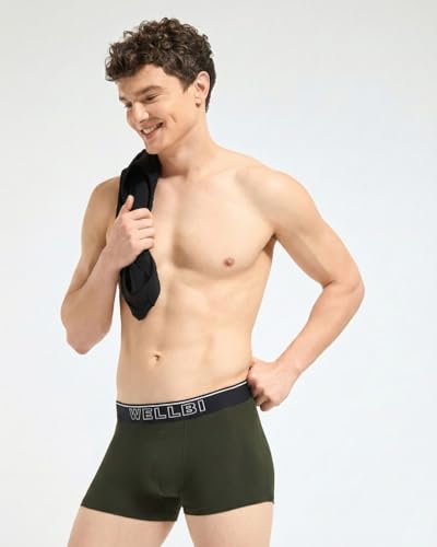 Image of Wellbi Mens Bamboo-Cotton Solid Trunks | 3x Softer Than Cotton | Breathable | Moisture-Wicking | 5x Odour Control | 4-Way Stretch | No Ride-Up Underwear