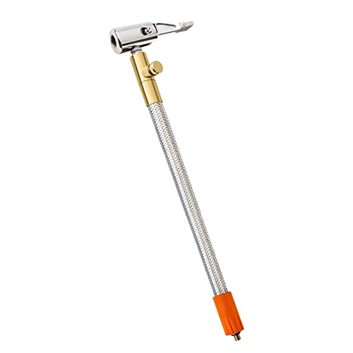 Brliantux M6 Locking Air Chuck with Air Hose,Standard Tire Valve Fine Thread, Stainless Steel Mesh Air Inflator Tube Adapter for All Battery-Integrated Air Pump (Deflatable Function, 30cm/11.81inch)