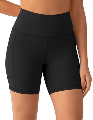 YUNOGA Womens High Waist Biker Shorts with Pockets 6"/8" Yoga Shorts Gym Workout Running Spandex Shorts2