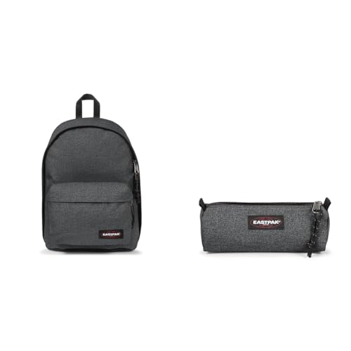 EASTPAK Out of Office Sac à dos, 44 cm, 27 L, Jean Noir & Benchmark Single Trousse, 21 cm, Gris (Black Denim)