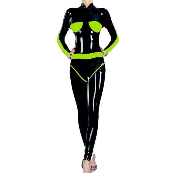 Amazon | ラテックス ラバー スーツ クールなグリーンとブラックの