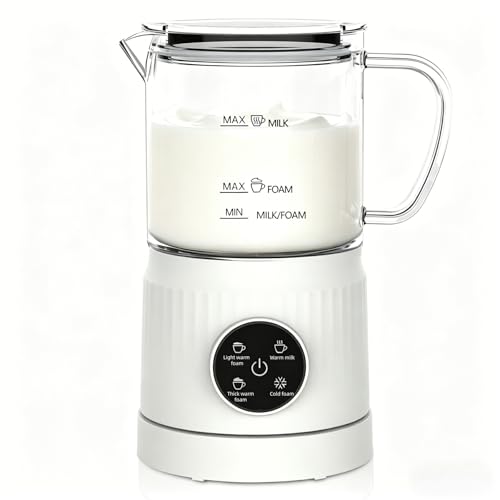 Casimhu 4-in-1 Milk Frother, Electric Milk Frother and Steamer with LED Touch Screen, Ceramic Lining...