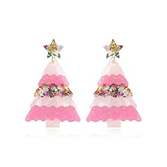 D4:pink christmas tree earrings