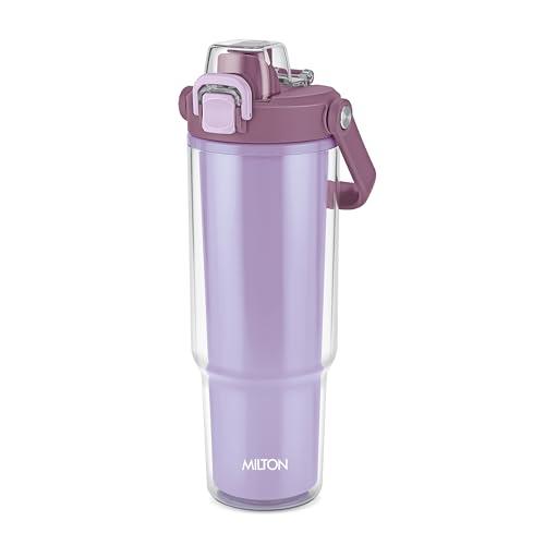 MILTON Impulse 1000 2-in-1 Sip or Gulp Lid Plastic Tumbler 1 L | Carry Warm & Cold Water Bottle with Sturdy Handle | Leak-Proof, BPA-Free | Perfect for Office, Gym, Travel for Men and Women, Violet